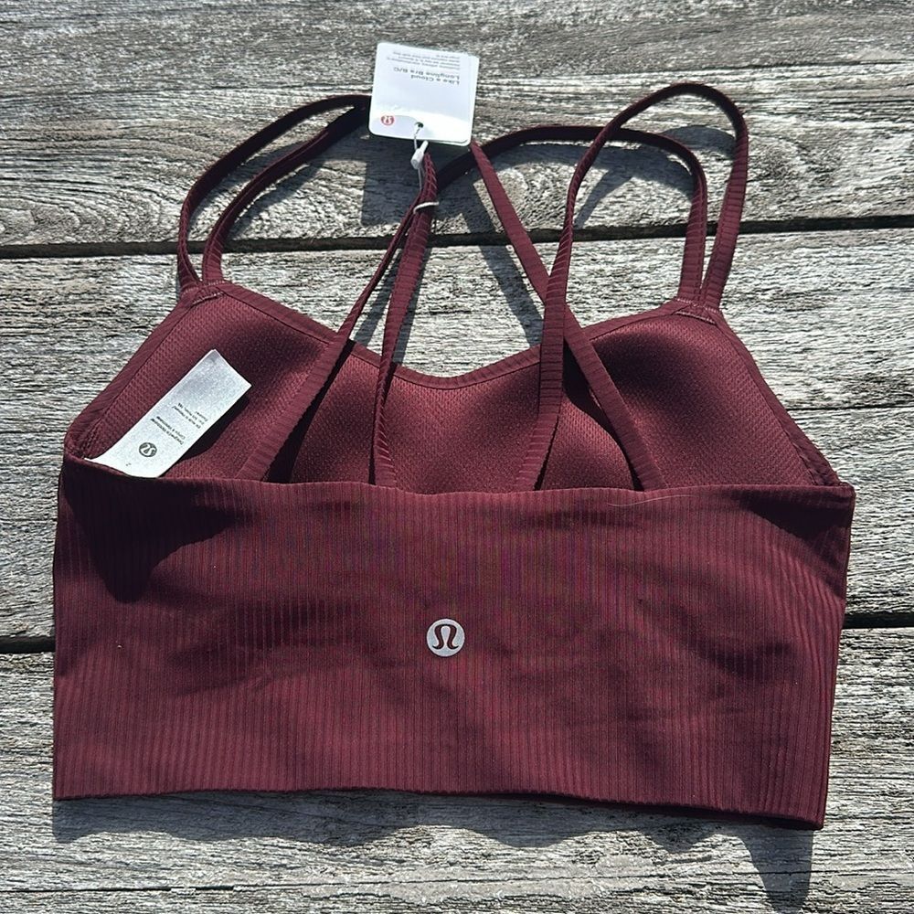 Lululemon Like a Cloud Ribbed Longline Bra, B/C Cup size 2 NWT GARNET red - Picture 2 of 7